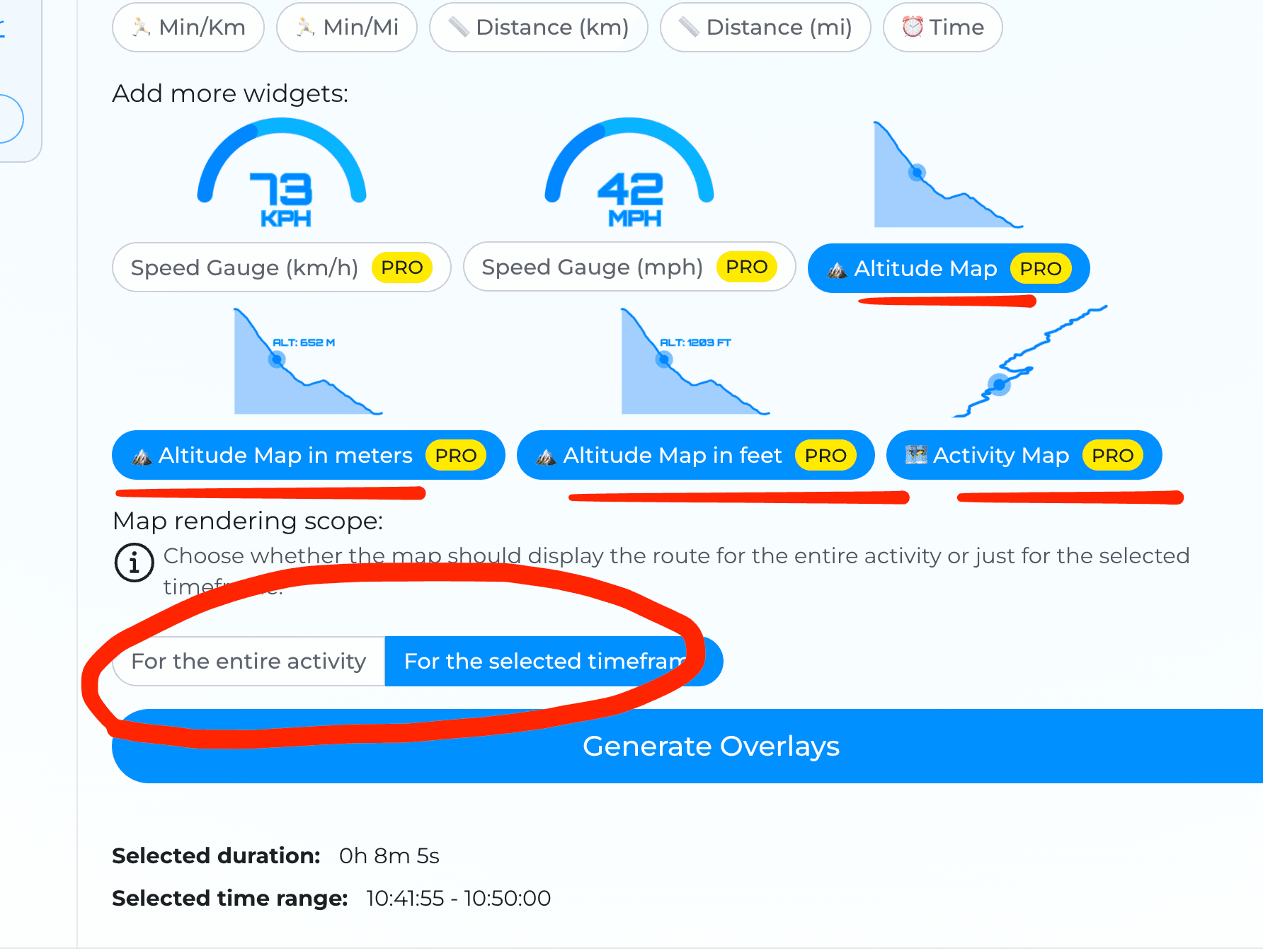 Screenshot showing the map trim setting feature