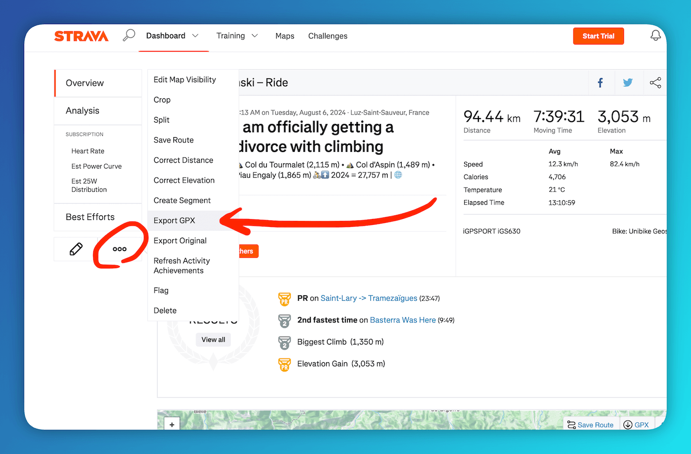 Strava Export GPX